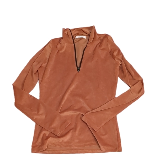 John Elliot bronze velour 1/4 zip pullover top size 0 - Picture 1 of 5